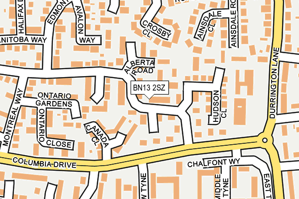 BN13 2SZ map - OS OpenMap – Local (Ordnance Survey) BN13 2SZ map - OS OpenMap – Local (Ordnance Survey)