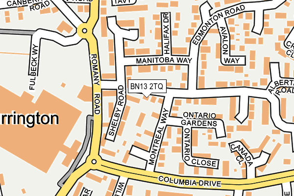 BN13 2TQ map - OS OpenMap – Local (Ordnance Survey) BN13 2TQ map - OS OpenMap – Local (Ordnance Survey)