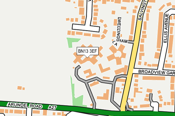 BN13 3EF map - OS OpenMap – Local (Ordnance Survey) BN13 3EF map - OS OpenMap – Local (Ordnance Survey)