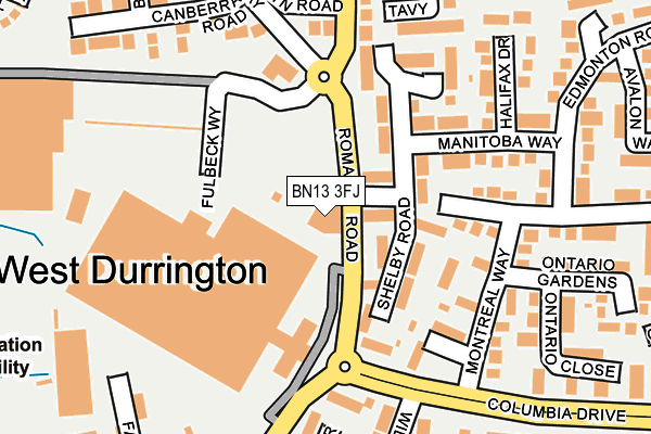 BN13 3FJ map - OS OpenMap – Local (Ordnance Survey) BN13 3FJ map - OS OpenMap – Local (Ordnance Survey)