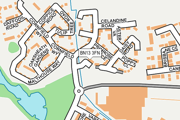 BN13 3FN map - OS OpenMap – Local (Ordnance Survey) BN13 3FN map - OS OpenMap – Local (Ordnance Survey)
