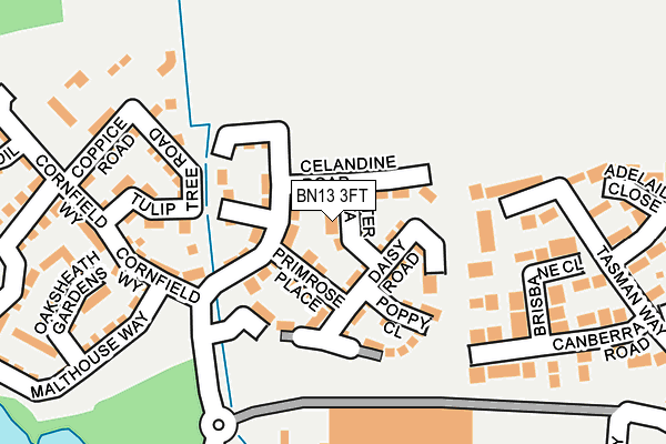 BN13 3FT map - OS OpenMap – Local (Ordnance Survey) BN13 3FT map - OS OpenMap – Local (Ordnance Survey)