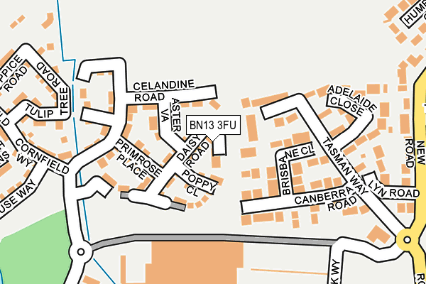 BN13 3FU map - OS OpenMap – Local (Ordnance Survey) BN13 3FU map - OS OpenMap – Local (Ordnance Survey)