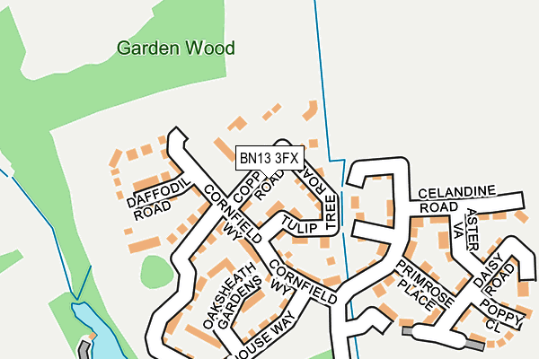 BN13 3FX map - OS OpenMap – Local (Ordnance Survey) BN13 3FX map - OS OpenMap – Local (Ordnance Survey)