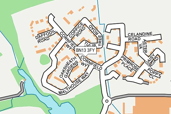 BN13 3FY map - OS OpenMap – Local (Ordnance Survey) BN13 3FY map - OS OpenMap – Local (Ordnance Survey)