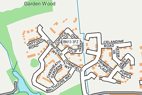 BN13 3FZ map - OS OpenMap – Local (Ordnance Survey) BN13 3FZ map - OS OpenMap – Local (Ordnance Survey)