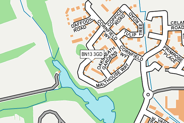 BN13 3GD map - OS OpenMap – Local (Ordnance Survey) BN13 3GD map - OS OpenMap – Local (Ordnance Survey)