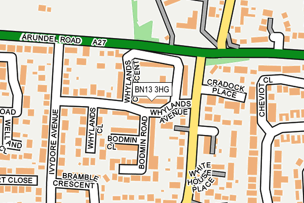 BN13 3HG map - OS OpenMap – Local (Ordnance Survey) BN13 3HG map - OS OpenMap – Local (Ordnance Survey)