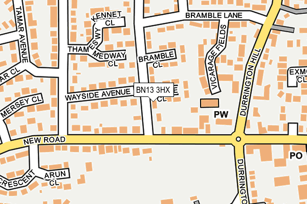 BN13 3HX map - OS OpenMap – Local (Ordnance Survey) BN13 3HX map - OS OpenMap – Local (Ordnance Survey)