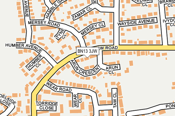 BN13 3JW map - OS OpenMap – Local (Ordnance Survey) BN13 3JW map - OS OpenMap – Local (Ordnance Survey)