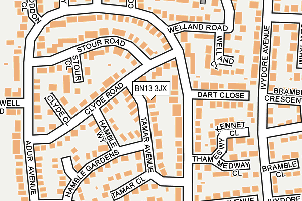 BN13 3JX map - OS OpenMap – Local (Ordnance Survey) BN13 3JX map - OS OpenMap – Local (Ordnance Survey)