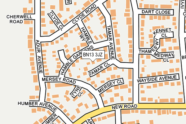 BN13 3JZ map - OS OpenMap – Local (Ordnance Survey) BN13 3JZ map - OS OpenMap – Local (Ordnance Survey)