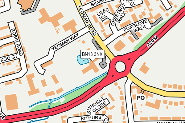BN13 3NX map - OS OpenMap – Local (Ordnance Survey) BN13 3NX map - OS OpenMap – Local (Ordnance Survey)