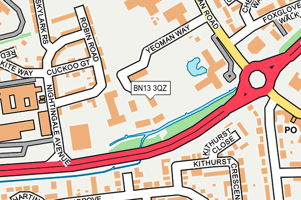 BN13 3QZ map - OS OpenMap – Local (Ordnance Survey)