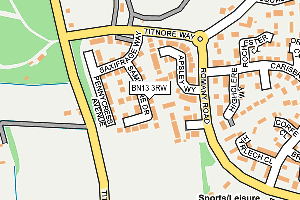 BN13 3RW map - OS OpenMap – Local (Ordnance Survey) BN13 3RW map - OS OpenMap – Local (Ordnance Survey)
