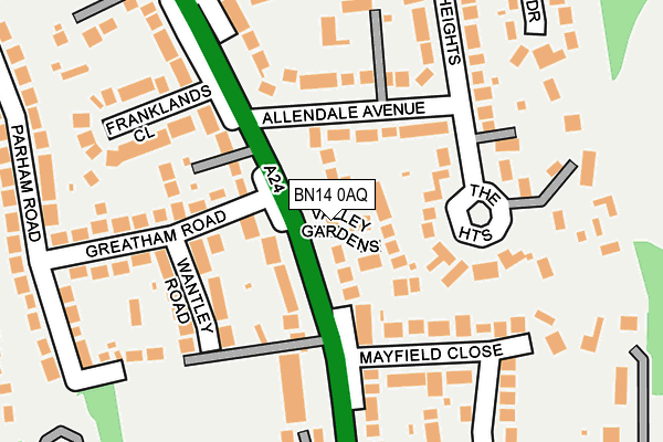 BN14 0AQ map - OS OpenMap – Local (Ordnance Survey)