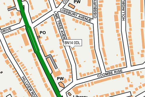 BN14 0DL map - OS OpenMap – Local (Ordnance Survey)