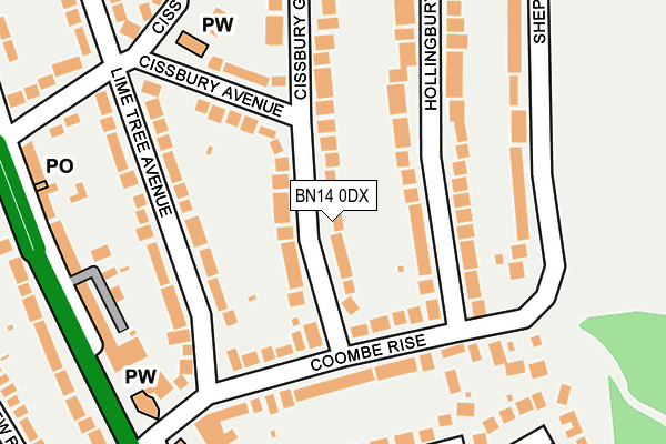 BN14 0DX map - OS OpenMap – Local (Ordnance Survey)
