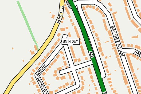 BN14 0EY map - OS OpenMap – Local (Ordnance Survey) BN14 0EY map - OS OpenMap – Local (Ordnance Survey)