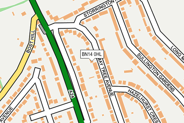 BN14 0HL map - OS OpenMap – Local (Ordnance Survey) BN14 0HL map - OS OpenMap – Local (Ordnance Survey)