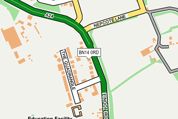 BN14 0RD map - OS OpenMap – Local (Ordnance Survey) BN14 0RD map - OS OpenMap – Local (Ordnance Survey)