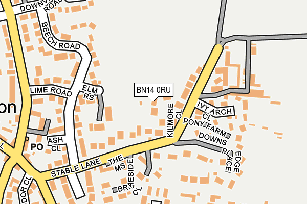 BN14 0RU map - OS OpenMap – Local (Ordnance Survey) BN14 0RU map - OS OpenMap – Local (Ordnance Survey)