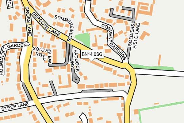 BN14 0SG map - OS OpenMap – Local (Ordnance Survey) BN14 0SG map - OS OpenMap – Local (Ordnance Survey)