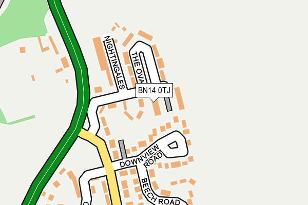 BN14 0TJ map - OS OpenMap – Local (Ordnance Survey) BN14 0TJ map - OS OpenMap – Local (Ordnance Survey)