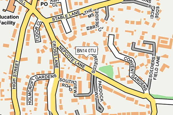 BN14 0TU map - OS OpenMap – Local (Ordnance Survey) BN14 0TU map - OS OpenMap – Local (Ordnance Survey)