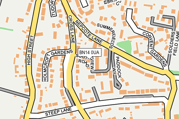 BN14 0UA map - OS OpenMap – Local (Ordnance Survey) BN14 0UA map - OS OpenMap – Local (Ordnance Survey)