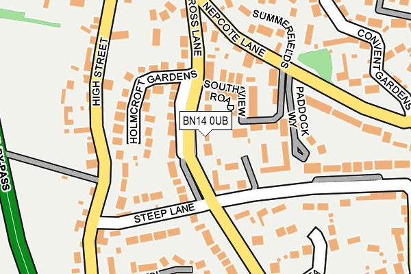 BN14 0UB map - OS OpenMap – Local (Ordnance Survey) BN14 0UB map - OS OpenMap – Local (Ordnance Survey)