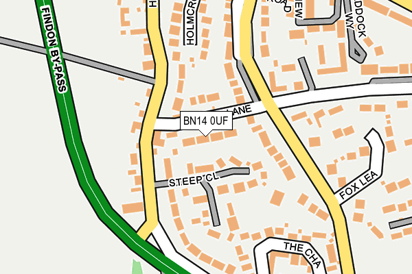 BN14 0UF map - OS OpenMap – Local (Ordnance Survey) BN14 0UF map - OS OpenMap – Local (Ordnance Survey)
