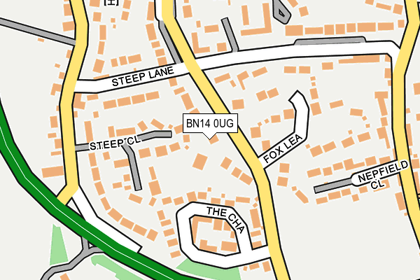 BN14 0UG map - OS OpenMap – Local (Ordnance Survey) BN14 0UG map - OS OpenMap – Local (Ordnance Survey)
