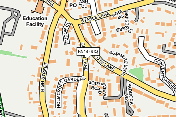 BN14 0UQ map - OS OpenMap – Local (Ordnance Survey) BN14 0UQ map - OS OpenMap – Local (Ordnance Survey)