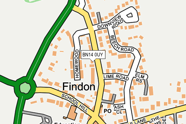 BN14 0UY map - OS OpenMap – Local (Ordnance Survey) BN14 0UY map - OS OpenMap – Local (Ordnance Survey)