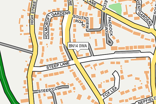 BN14 0WA map - OS OpenMap – Local (Ordnance Survey) BN14 0WA map - OS OpenMap – Local (Ordnance Survey)