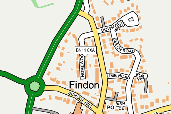 BN14 0XA map - OS OpenMap – Local (Ordnance Survey) BN14 0XA map - OS OpenMap – Local (Ordnance Survey)