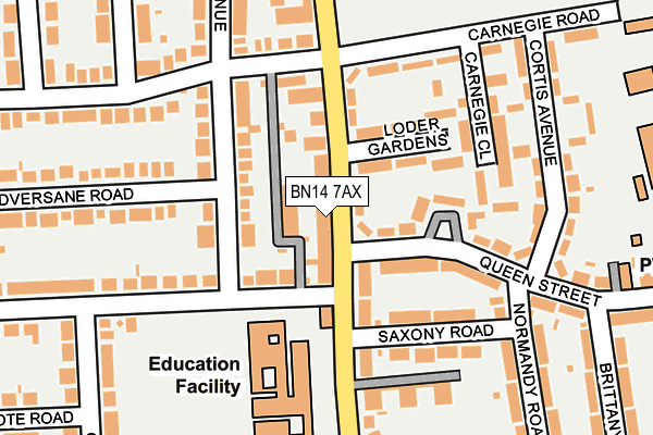 BN14 7AX map - OS OpenMap – Local (Ordnance Survey) BN14 7AX map - OS OpenMap – Local (Ordnance Survey)
