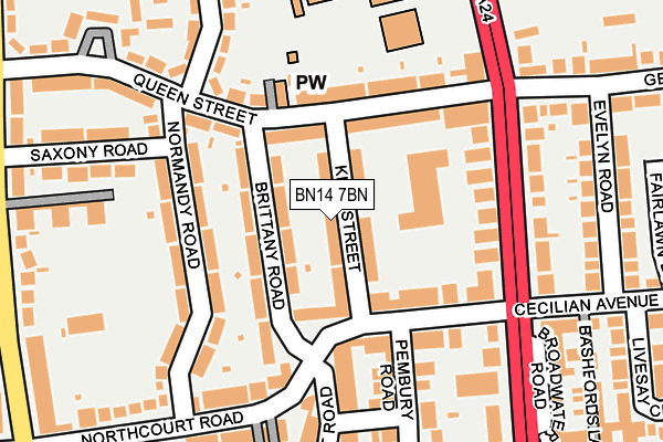 BN14 7BN map - OS OpenMap – Local (Ordnance Survey) BN14 7BN map - OS OpenMap – Local (Ordnance Survey)
