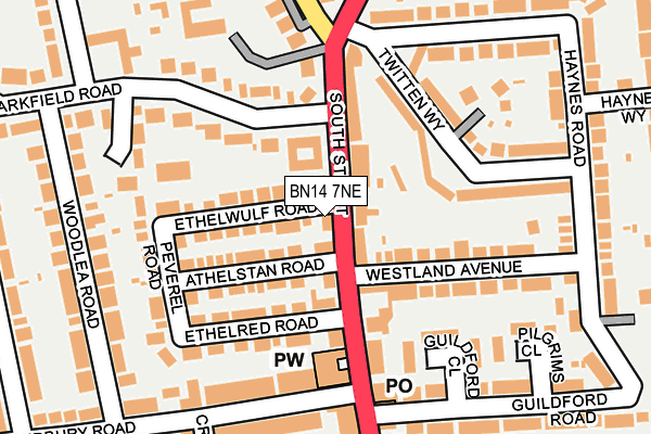 BN14 7NE map - OS OpenMap – Local (Ordnance Survey) BN14 7NE map - OS OpenMap – Local (Ordnance Survey)