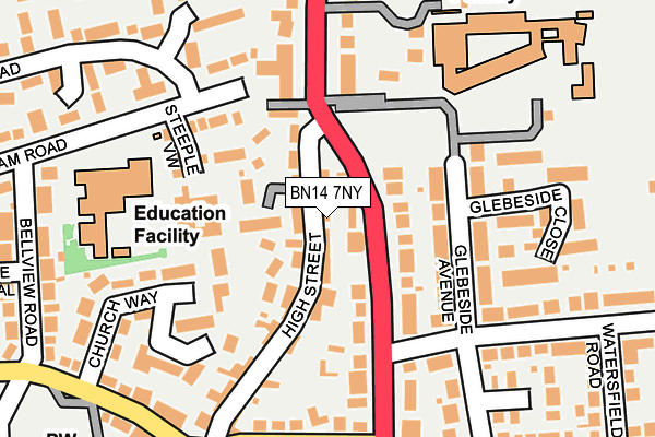 BN14 7NY map - OS OpenMap – Local (Ordnance Survey) BN14 7NY map - OS OpenMap – Local (Ordnance Survey)