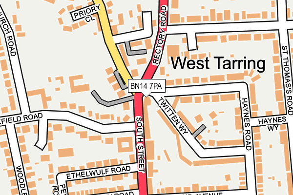 BN14 7PA map - OS OpenMap – Local (Ordnance Survey) BN14 7PA map - OS OpenMap – Local (Ordnance Survey)