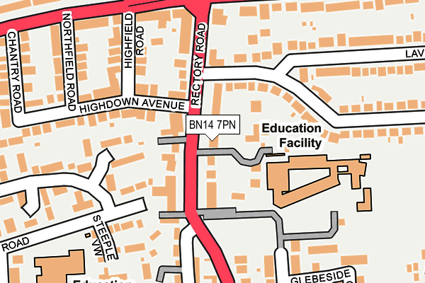 BN14 7PN map - OS OpenMap – Local (Ordnance Survey) BN14 7PN map - OS OpenMap – Local (Ordnance Survey)
