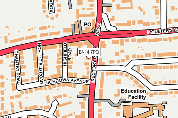 BN14 7PQ map - OS OpenMap – Local (Ordnance Survey) BN14 7PQ map - OS OpenMap – Local (Ordnance Survey)