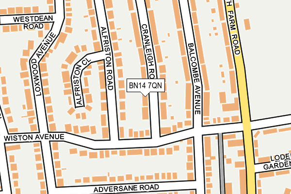 BN14 7QN map - OS OpenMap – Local (Ordnance Survey) BN14 7QN map - OS OpenMap – Local (Ordnance Survey)