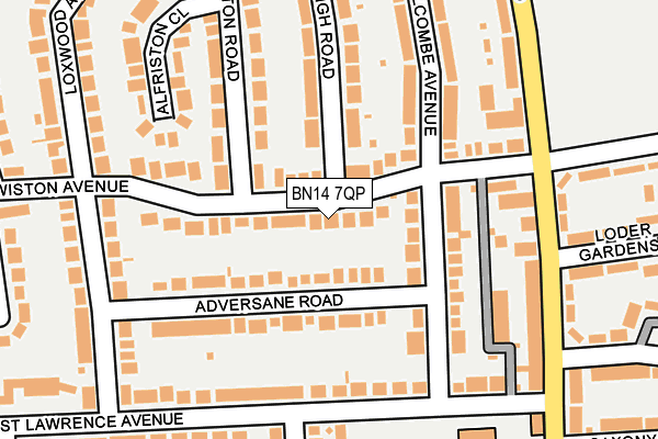BN14 7QP map - OS OpenMap – Local (Ordnance Survey) BN14 7QP map - OS OpenMap – Local (Ordnance Survey)