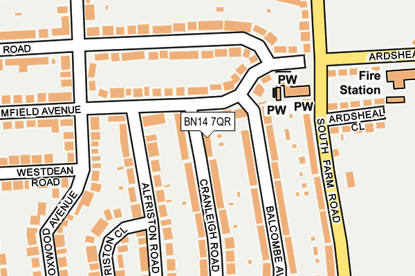 BN14 7QR map - OS OpenMap – Local (Ordnance Survey)