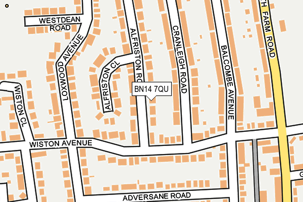 BN14 7QU map - OS OpenMap – Local (Ordnance Survey) BN14 7QU map - OS OpenMap – Local (Ordnance Survey)