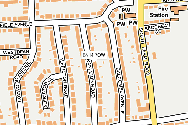 BN14 7QW map - OS OpenMap – Local (Ordnance Survey) BN14 7QW map - OS OpenMap – Local (Ordnance Survey)