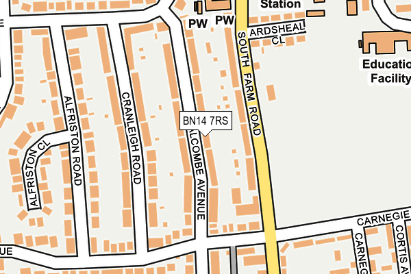BN14 7RS map - OS OpenMap – Local (Ordnance Survey) BN14 7RS map - OS OpenMap – Local (Ordnance Survey)